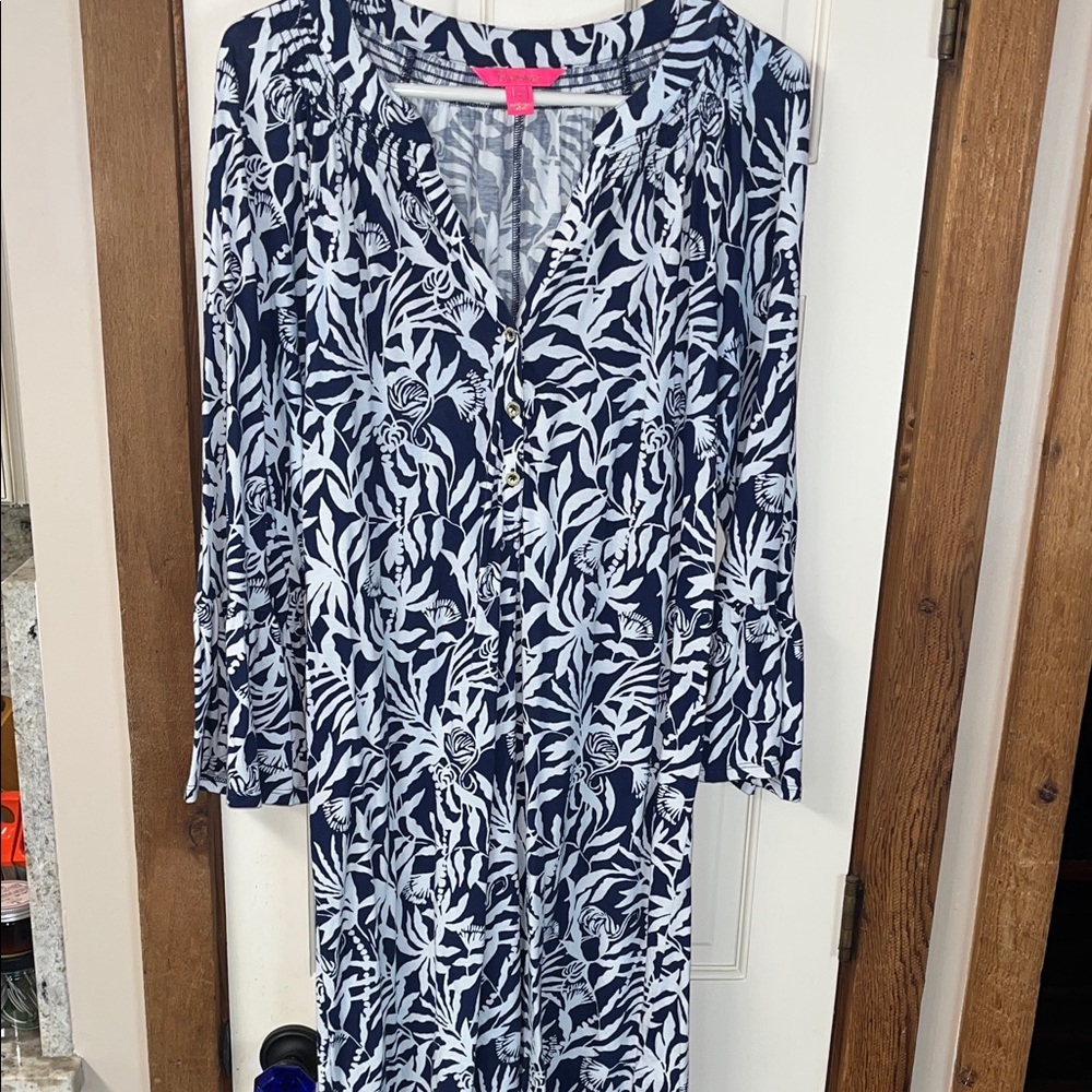 Lilly Pulitzer Zebra Print Dress in Navy and White